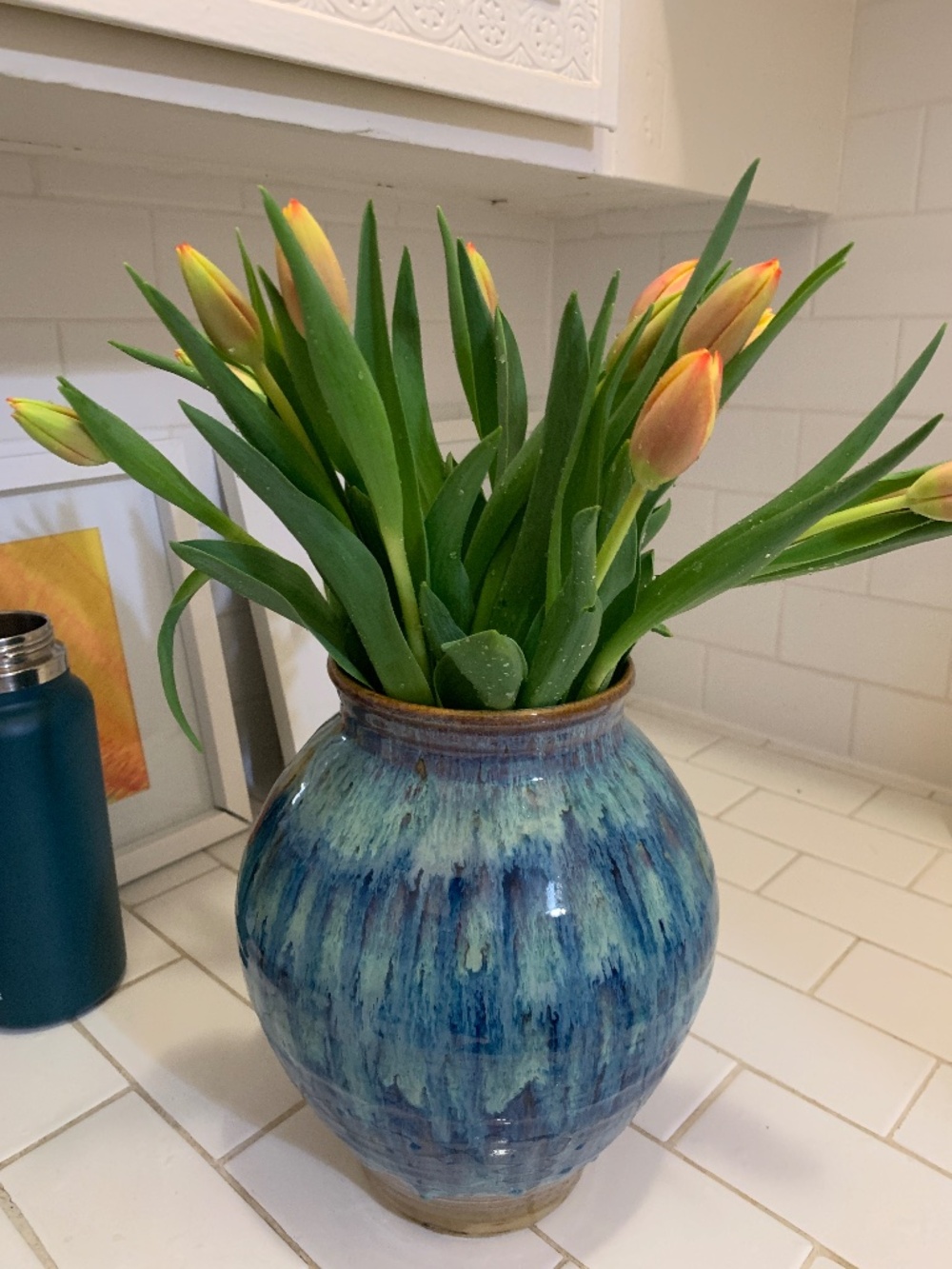 Hand-Thrown Vermont Pottery Vase, Blue Glaze